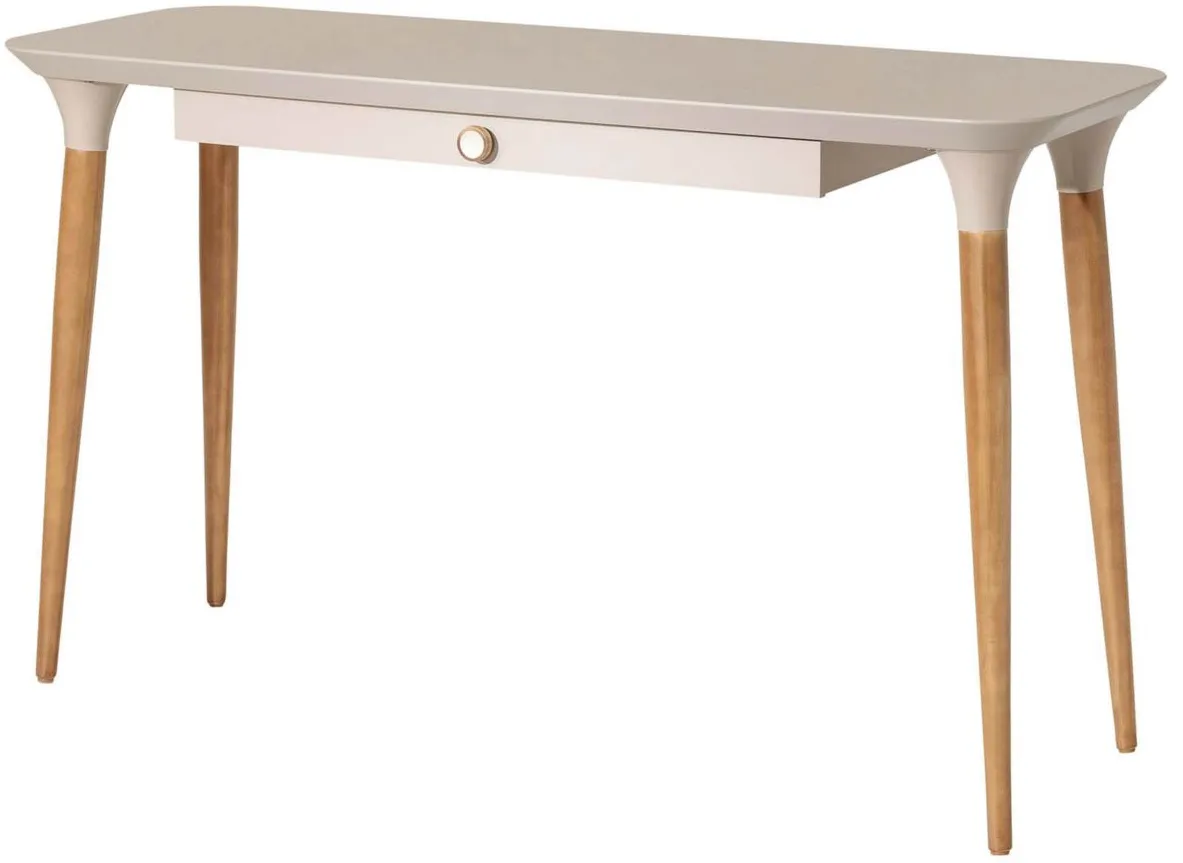 HomeDock Writing Desk in Off White and Cinnamon by Manhattan Comfort