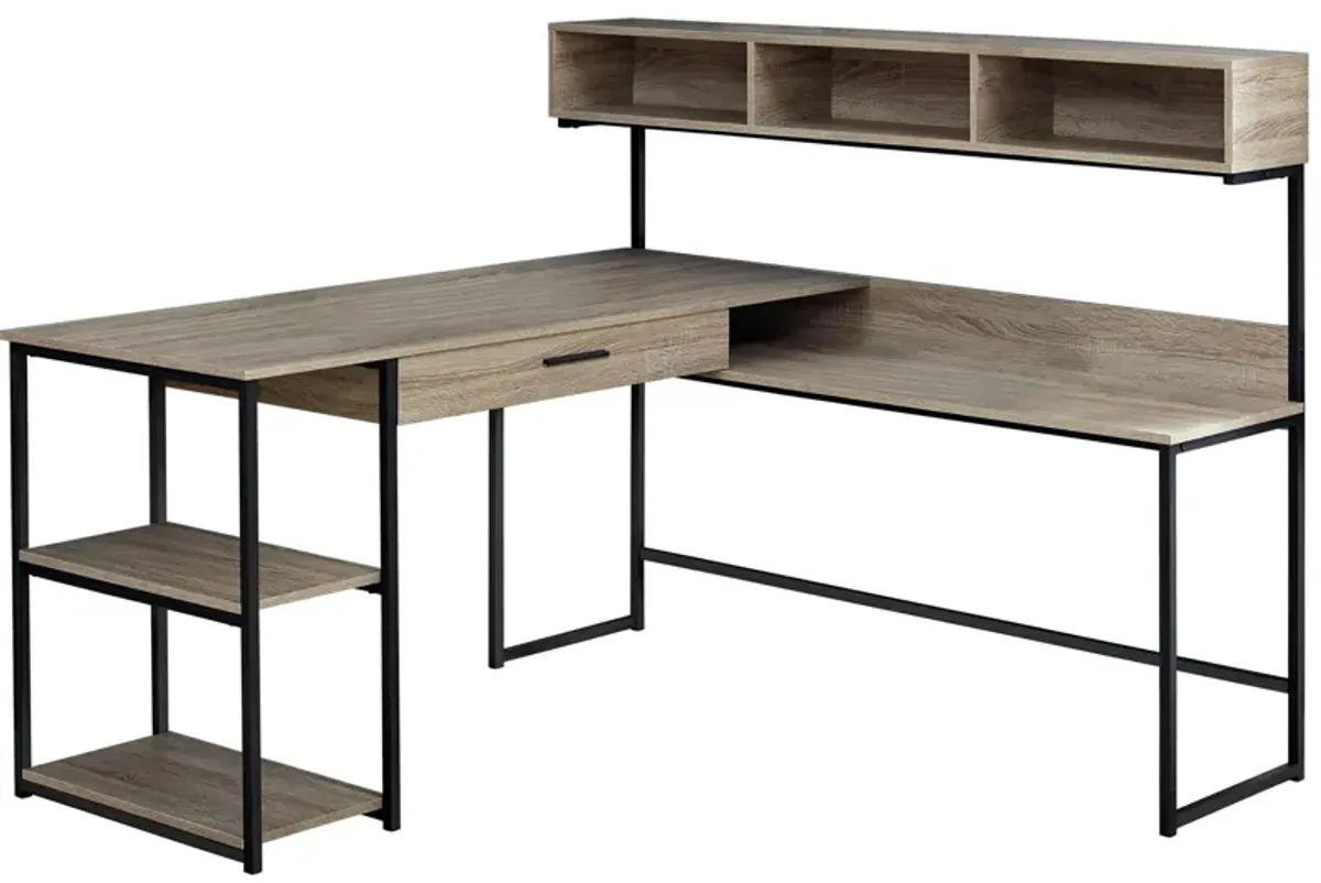 Charlie Computer Desk in TAUPE BLACK METAL by Monarch Specialties