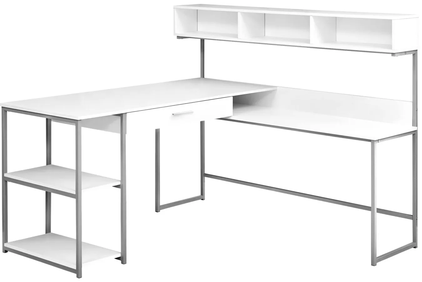 Charlie Computer Desk in WHITE SILVER METAL by Monarch Specialties