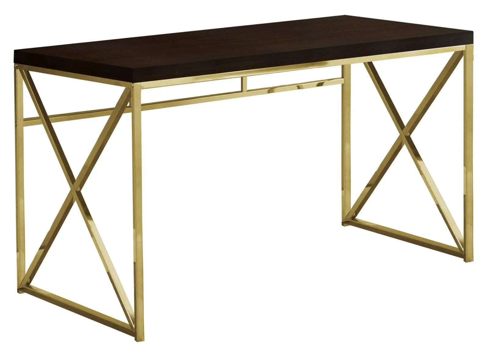 Chiara Computer Desk in ESPRESSO GOLD METAL by Monarch Specialties