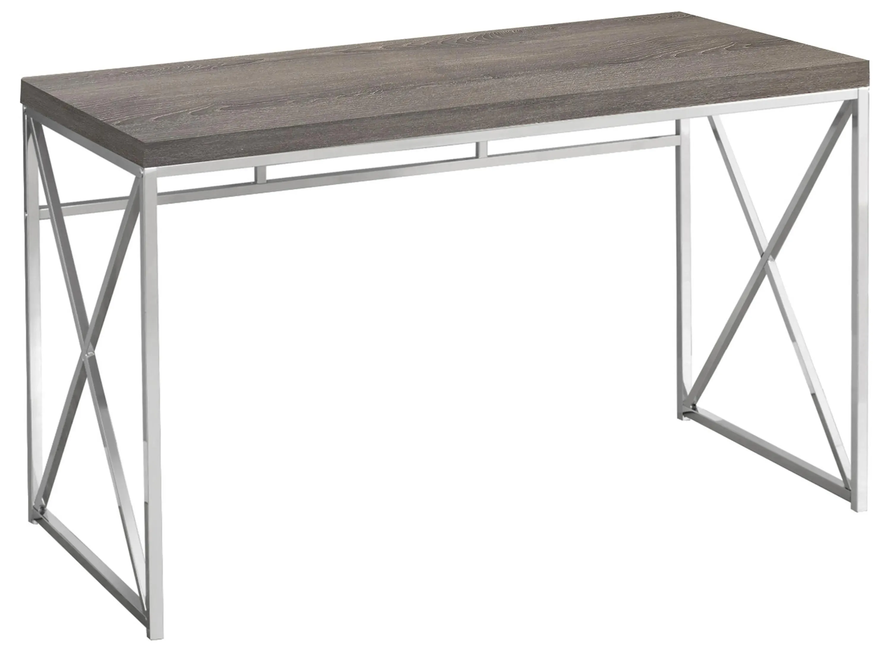 Chiara Computer Desk in DARK TAUPE CHROME METAL by Monarch Specialties