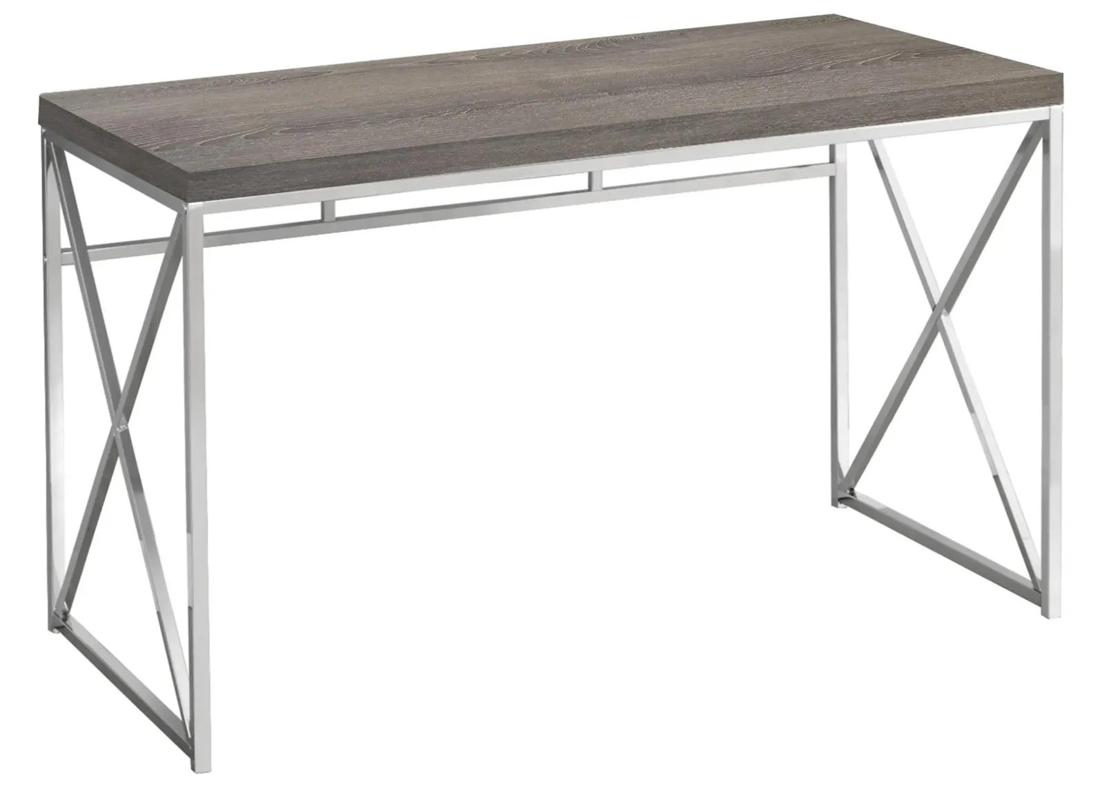 Chiara Computer Desk in DARK TAUPE CHROME METAL by Monarch Specialties