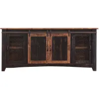 Pueblo 80" TV Console in Distressed Black by International Furniture Direct