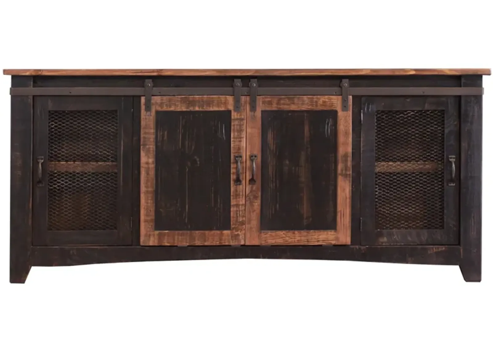 Pueblo 80" TV Console in Distressed Black by International Furniture Direct