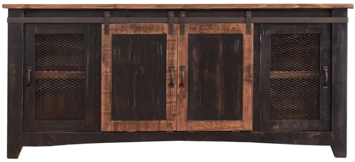 Pueblo 80" TV Console in Distressed Black by International Furniture Direct