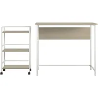 Ameriwood Home Baylor Desk with Rolling Cart in Pale Oak by DOREL HOME FURNISHINGS
