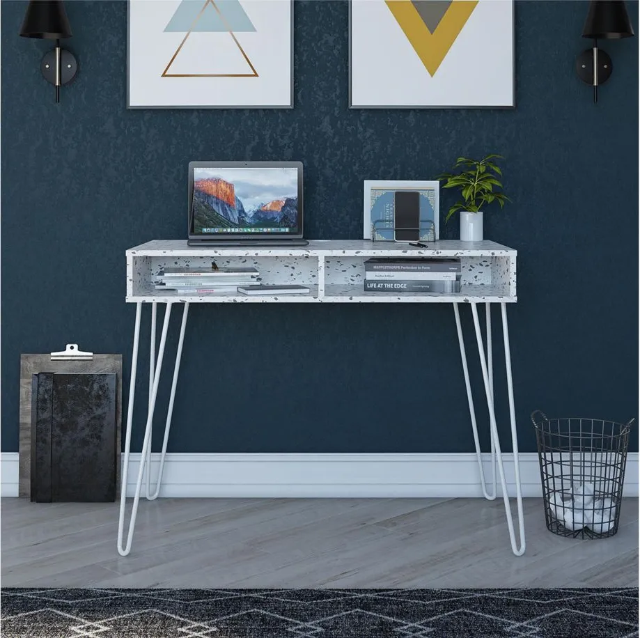 Novogratz Athena Computer Desk with Storage in Terrazzo by DOREL HOME FURNISHINGS