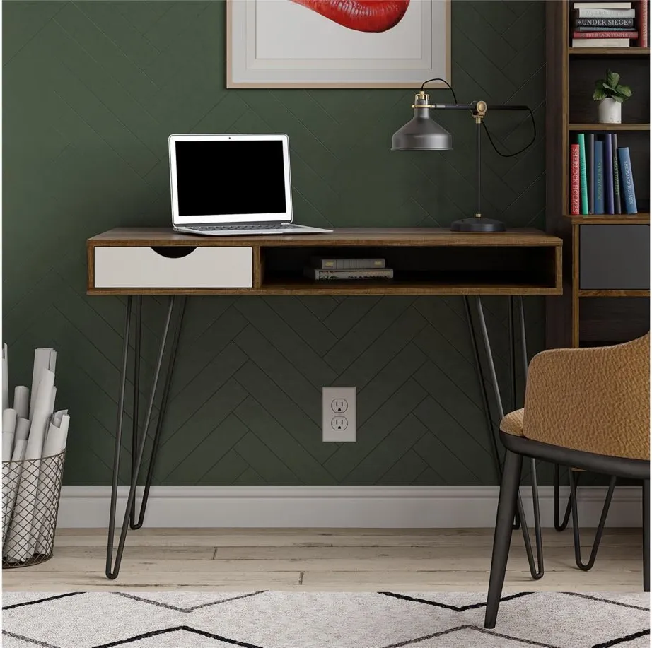 Novogratz Concord Computer Desk with Storage in Brown Oak by DOREL HOME FURNISHINGS