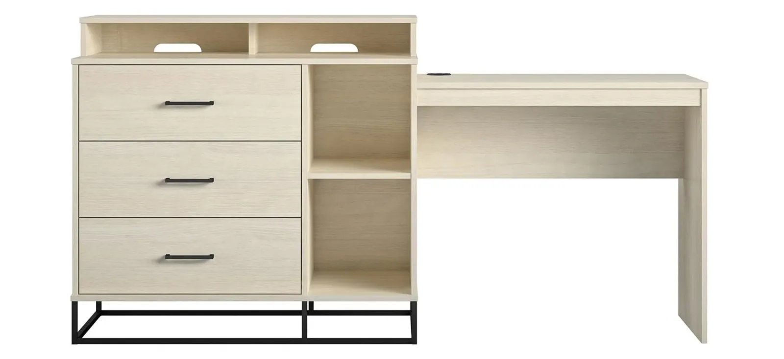 Novogratz Kelly 3 in 1 Media Dresser and Desk Combo in Ivory Oak by DOREL HOME FURNISHINGS