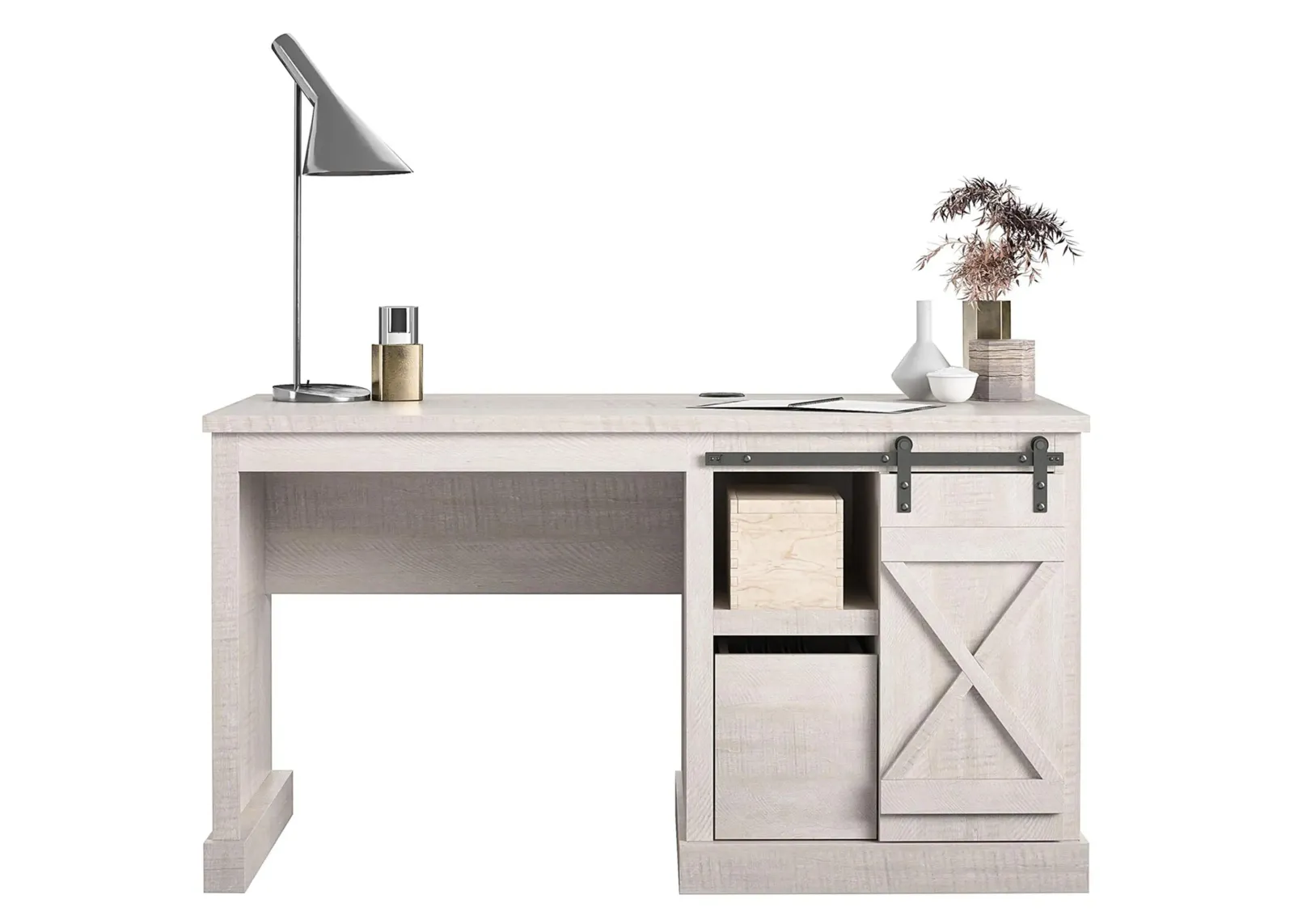 Knox County Computer Desk in Rustic White by DOREL HOME FURNISHINGS