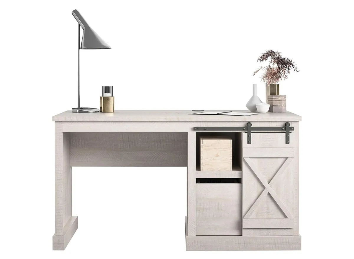 Knox County Computer Desk in Rustic White by DOREL HOME FURNISHINGS