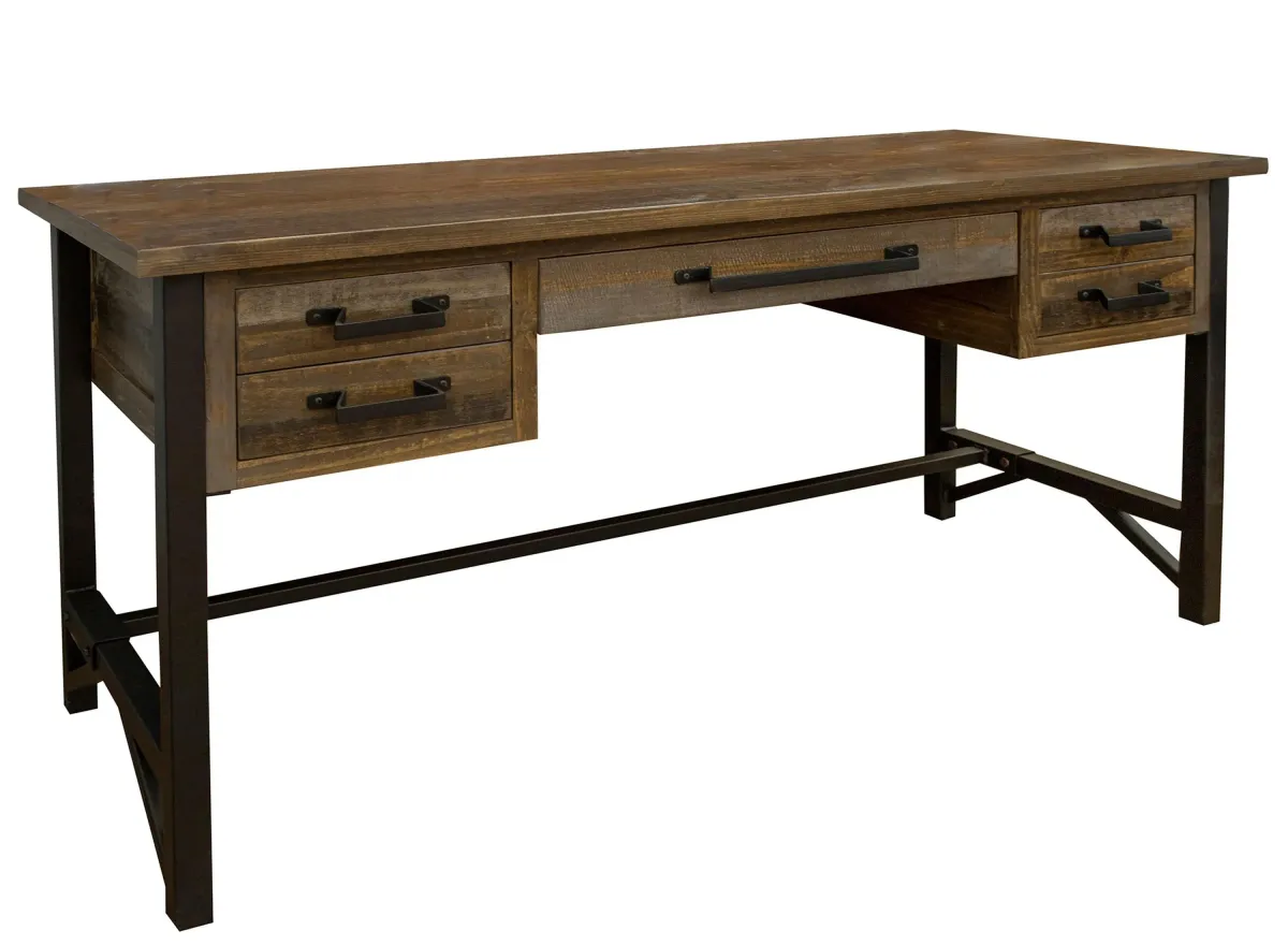 Loft Brown Writing Desk in Multi Colored: Gray,Brown, Natural by International Furniture Direct