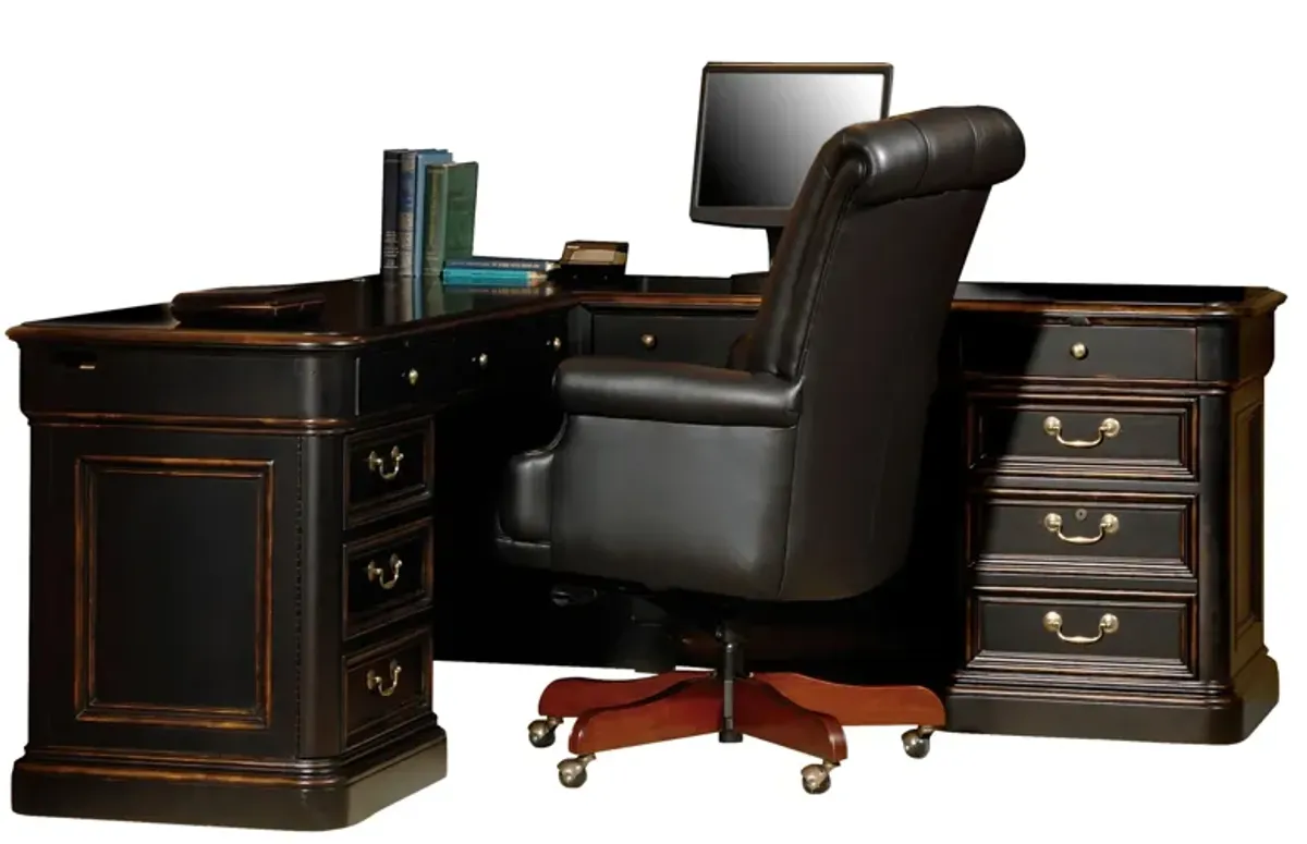 Louis Philippe Executive L-shape Desk in LOUIS PHILLIPE by Hekman Furniture Company