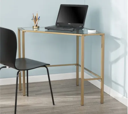 Ashford Metal/Glass Corner Desk in Gold by SEI Furniture