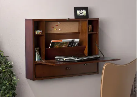 Bowles Wall-Mount Laptop Desk in Brown by SEI Furniture