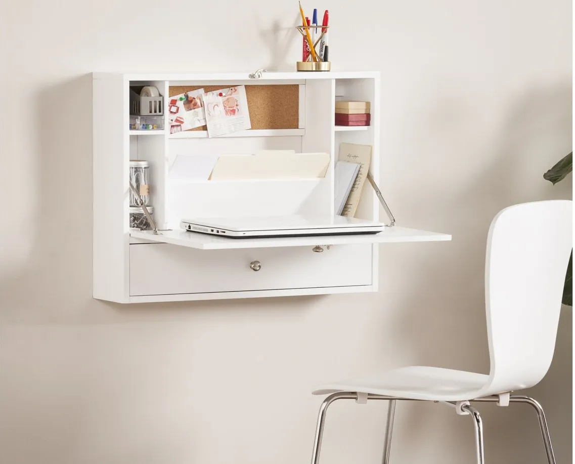 Bowles Wall-Mount Laptop Desk in White by SEI Furniture