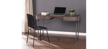 Willenhall 2-Drawer Wood/Metal Desk in Brown by SEI Furniture