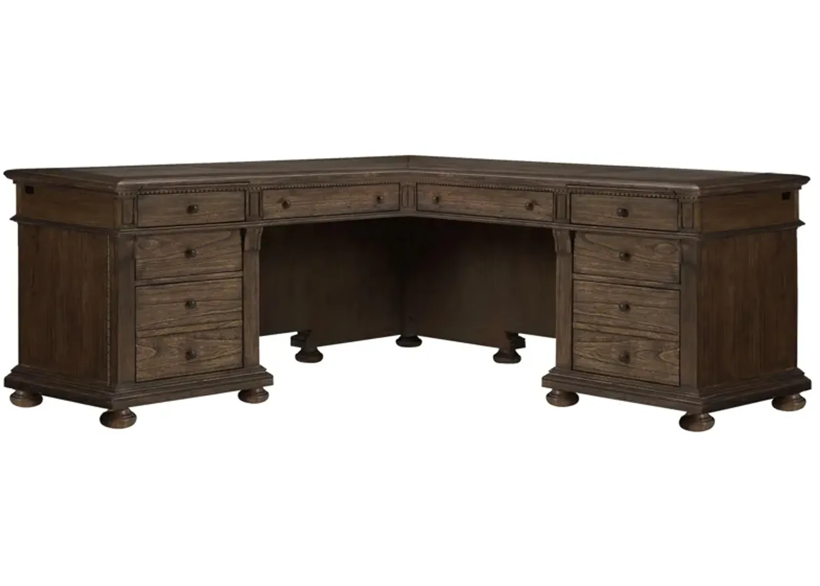 Wellington Estates Executive L-shape Desk in WELLINGTON JAVA by Hekman Furniture Company