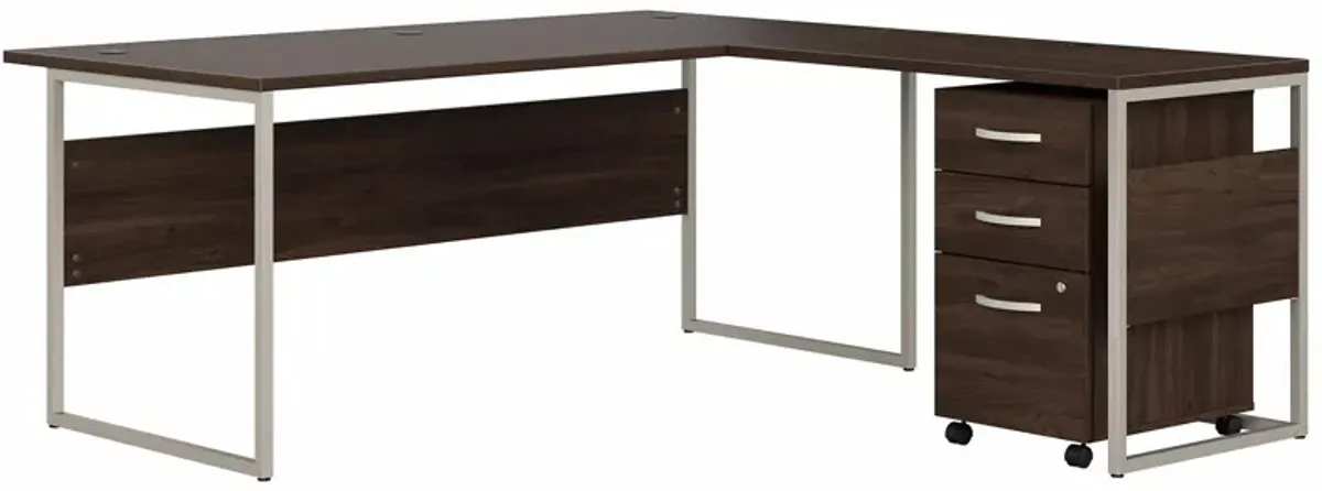 Steinbeck L-Shaped Desk w/ File Cabinet in Black Walnut by Bush Industries