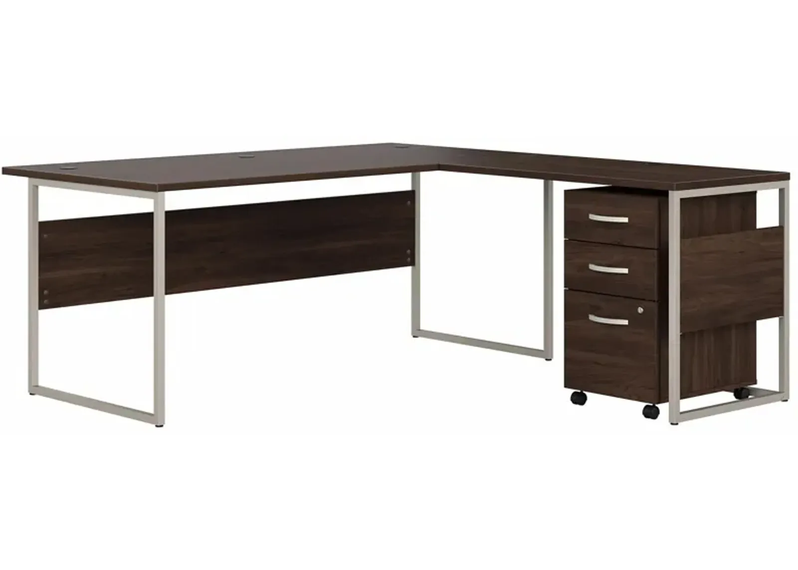 Steinbeck L-Shaped Desk w/ File Cabinet in Black Walnut by Bush Industries