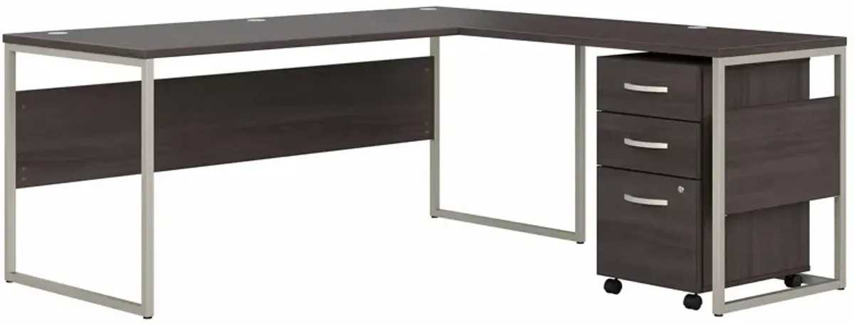 Steinbeck L-Shaped Desk w/ File Cabinet in Storm Gray by Bush Industries