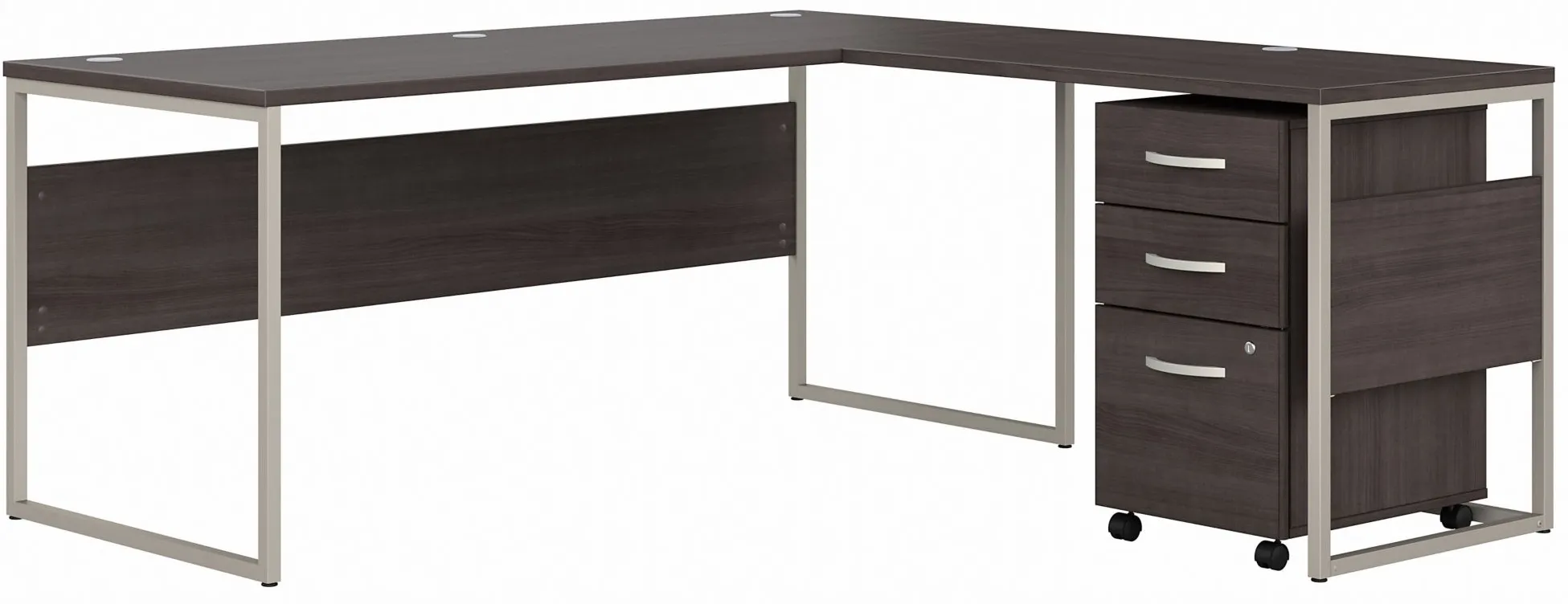 Steinbeck L-Shaped Desk w/ File Cabinet in Storm Gray by Bush Industries