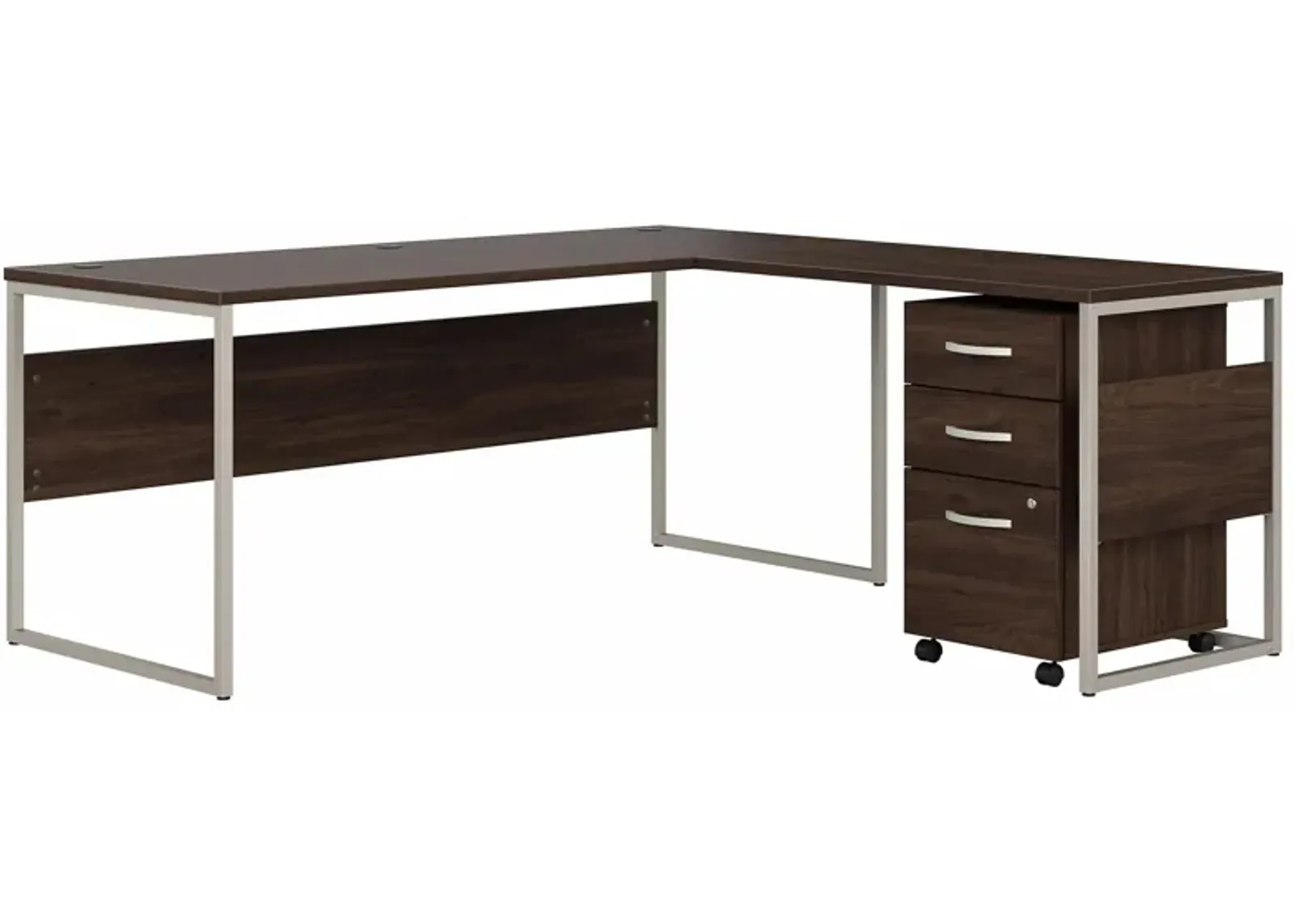 Steinbeck L-Shaped Desk w/ File Cabinet in Modern Hickory by Bush Industries