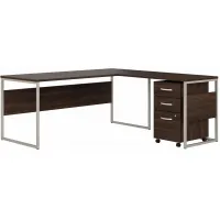 Steinbeck L-Shaped Desk w/ File Cabinet in Modern Hickory by Bush Industries