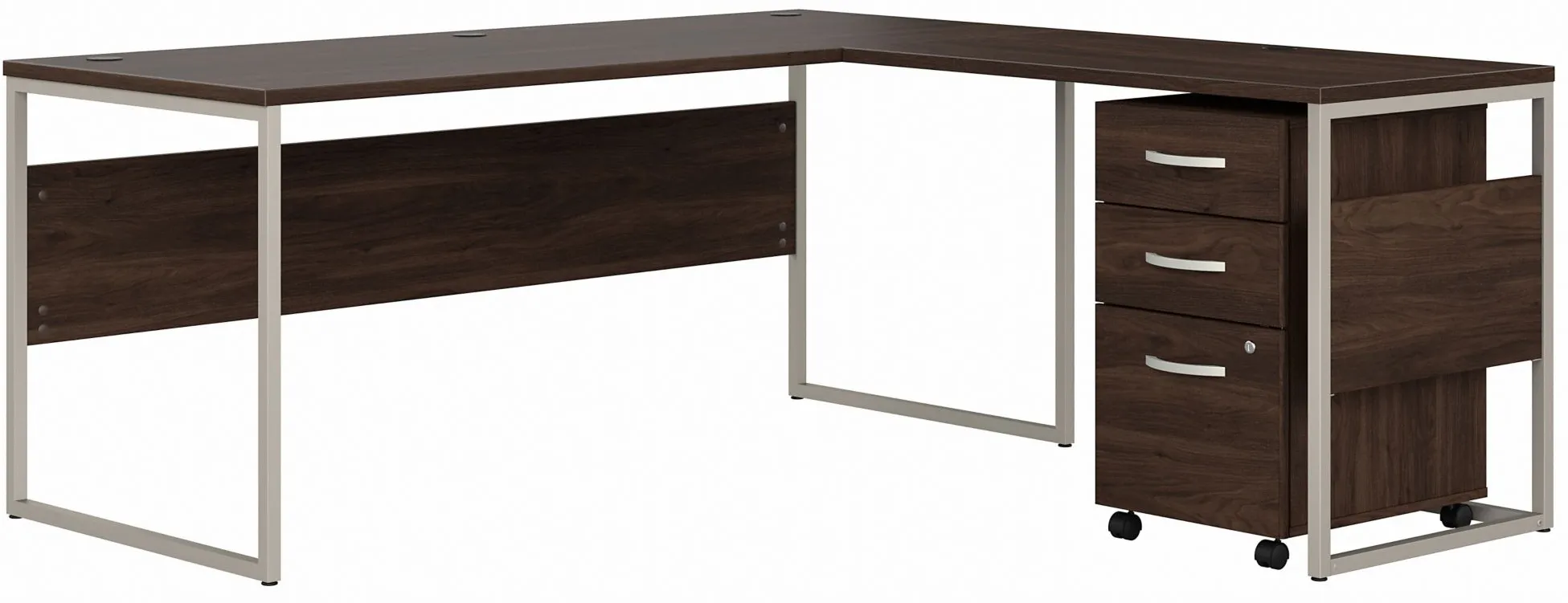 Steinbeck L-Shaped Desk w/ File Cabinet in Modern Hickory by Bush Industries
