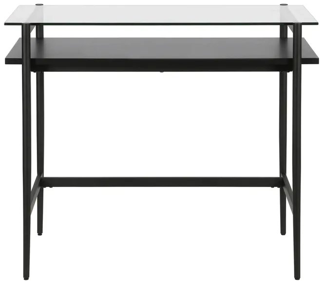 Davisan 36" Writing Desk in Blackened Bronze/Black Woodgrain by Hudson & Canal