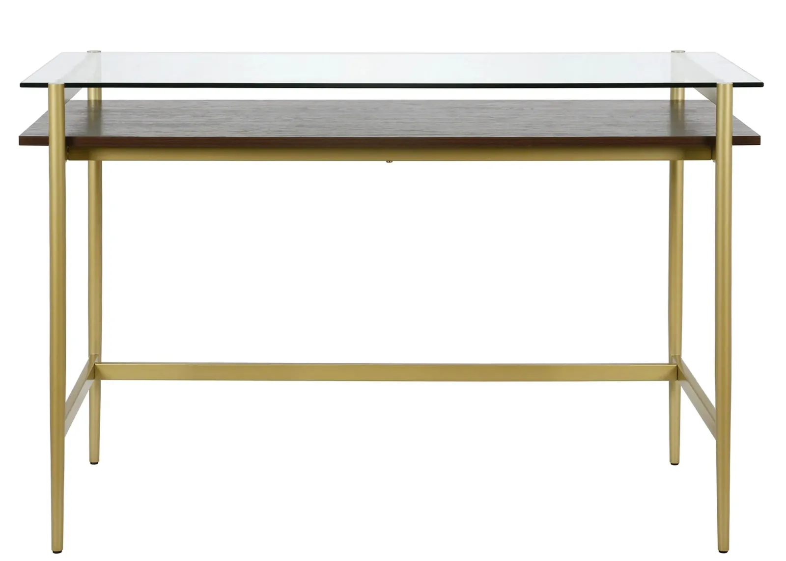 Davisan 46" Writing Desk in Brass/Walnut by Hudson & Canal