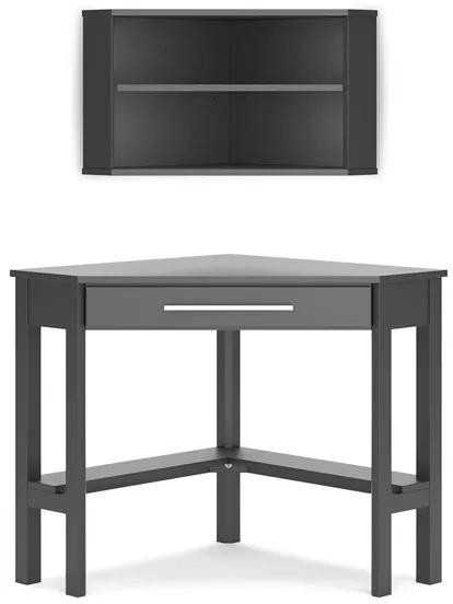 Otaska Corner Desk w/ Bookcase in Black by Ashley Express