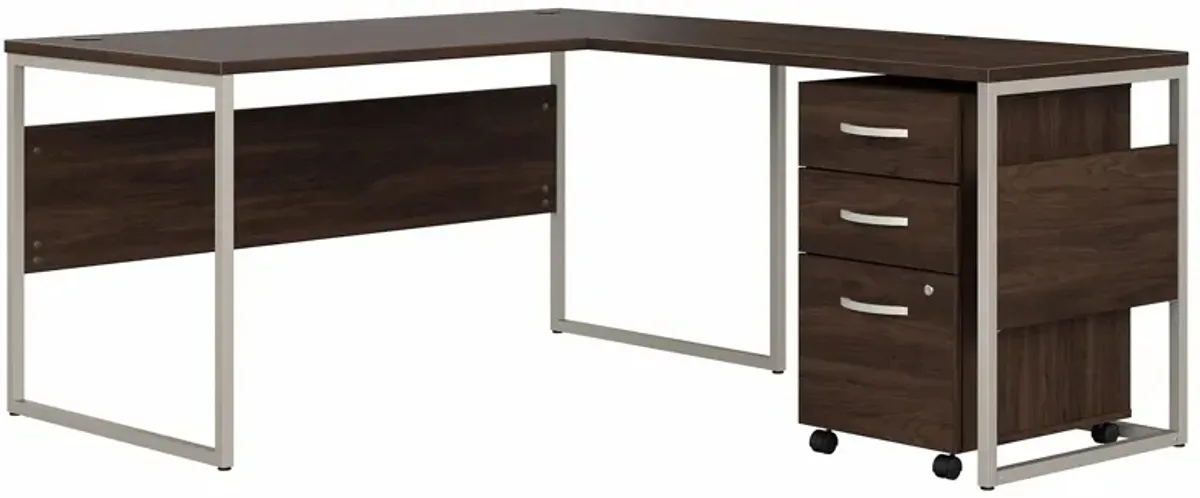 Steinbeck L-Shaped Writing Desk w/ File Cabinet in Black Walnut by Bush Industries