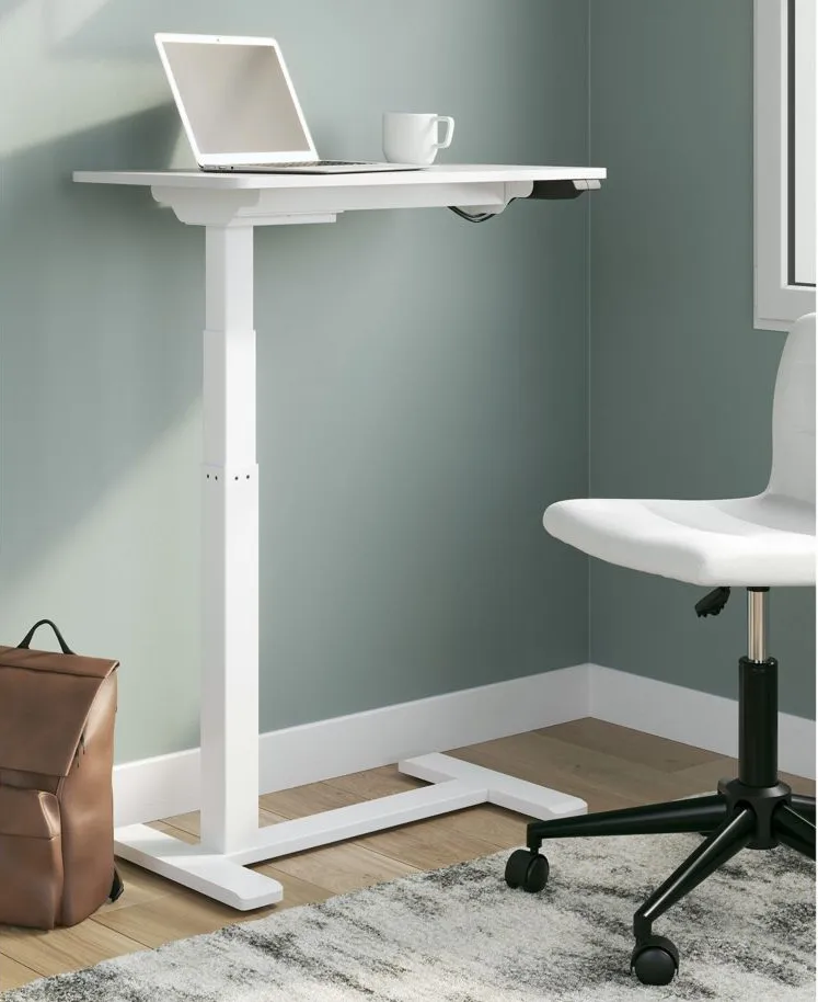 Littleton Adjustable Home Office Side Desk in Taupe/White by Ashley Express