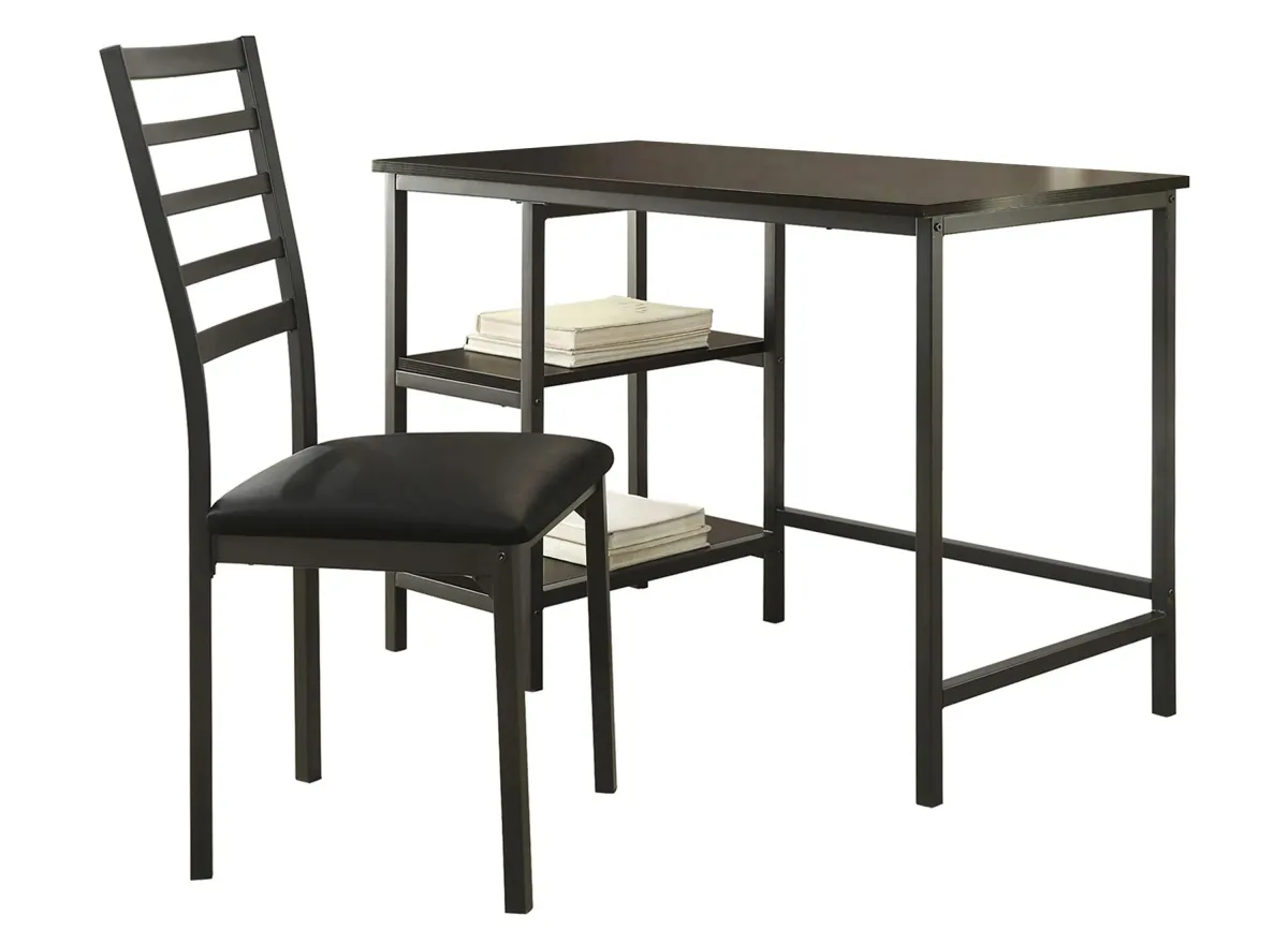 Rush Writing Desk With Chair in Black by Homelegance