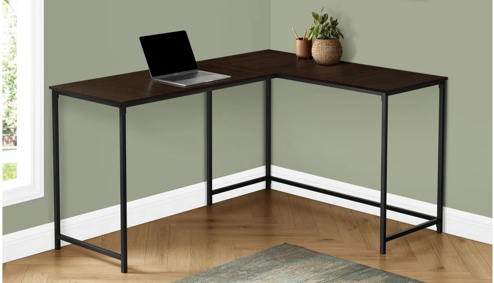 Wylie L-Shaped Computer Desk in Espresso by Monarch Specialties