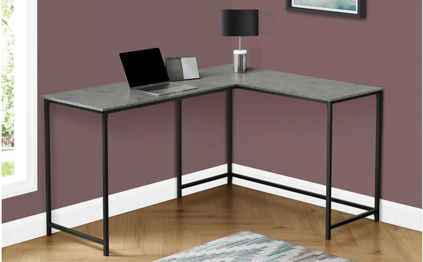 Wylie L-Shaped Computer Desk in Gray by Monarch Specialties