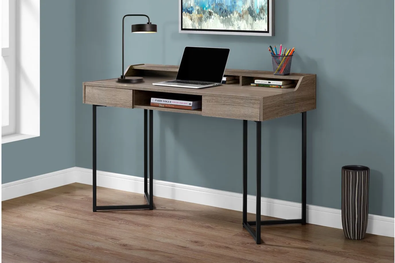 Amos Computer Desk in Dark Taupe by Monarch Specialties