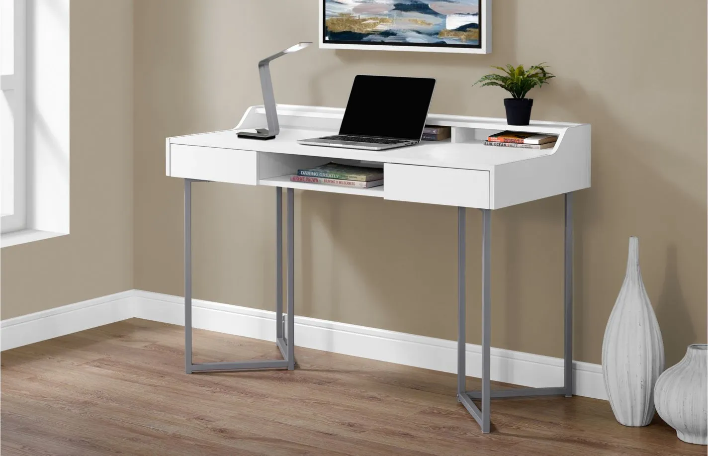 Amos Computer Desk in White by Monarch Specialties