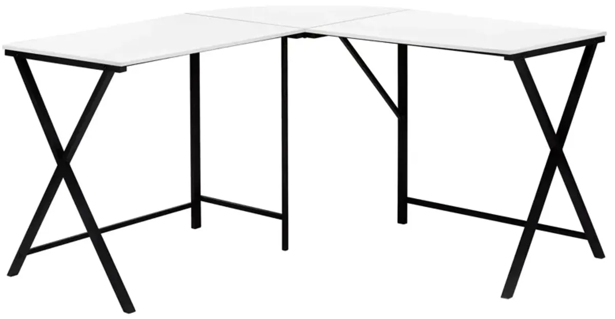 Balthazar L-Shaped Computer Desk in White by Monarch Specialties