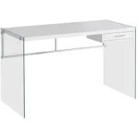 Barnabus Computer Desk with Glass Panels in White by Monarch Specialties