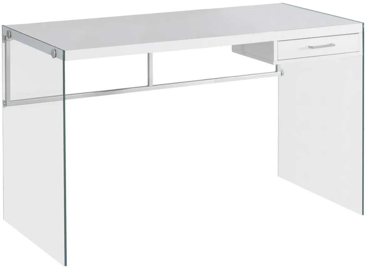 Barnabus Computer Desk with Glass Panels in White by Monarch Specialties