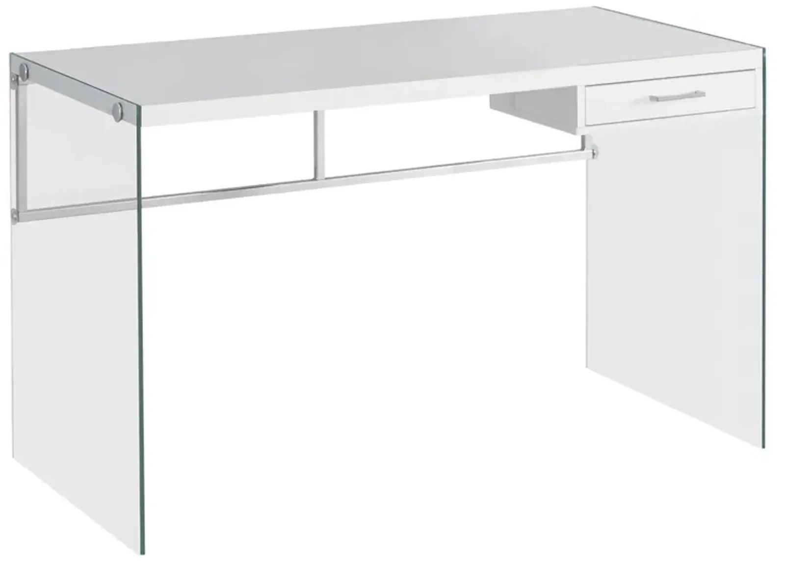 Barnabus Computer Desk with Glass Panels in White by Monarch Specialties