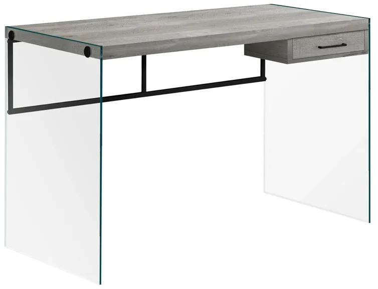 Barnabus Computer Desk with Glass Panels in Gray by Monarch Specialties