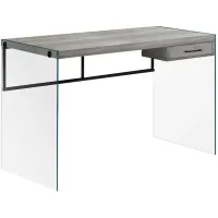 Barnabus Computer Desk with Glass Panels in Gray by Monarch Specialties