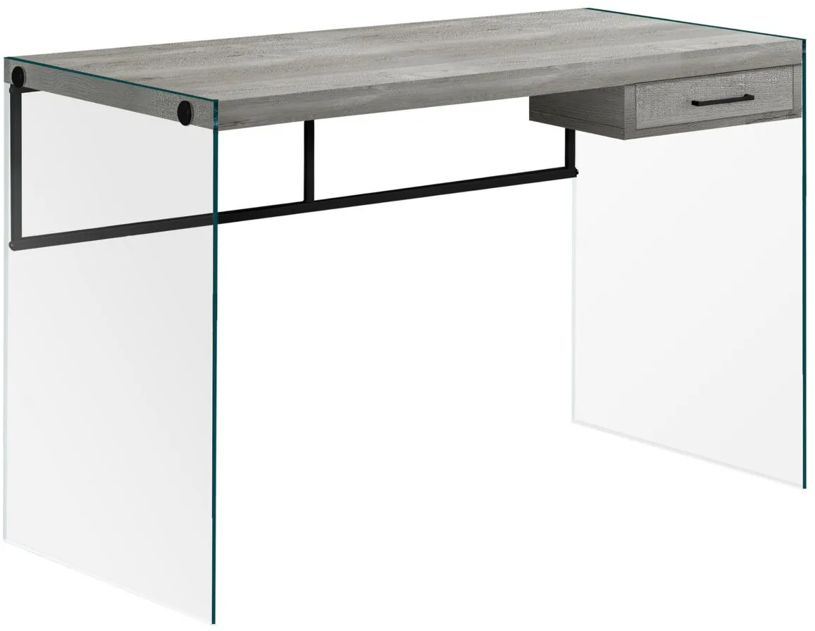 Barnabus Computer Desk with Glass Panels in Gray by Monarch Specialties