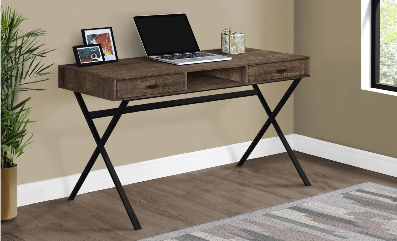 Bartholomew Computer Desk in Brown by Monarch Specialties