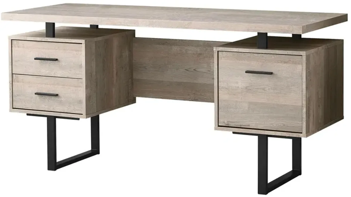 Grover Computer Desk with Floating Desktop in Taupe by Monarch Specialties