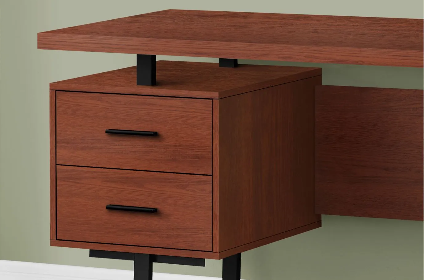 Grover Computer Desk with Floating Desktop in Cherry by Monarch Specialties