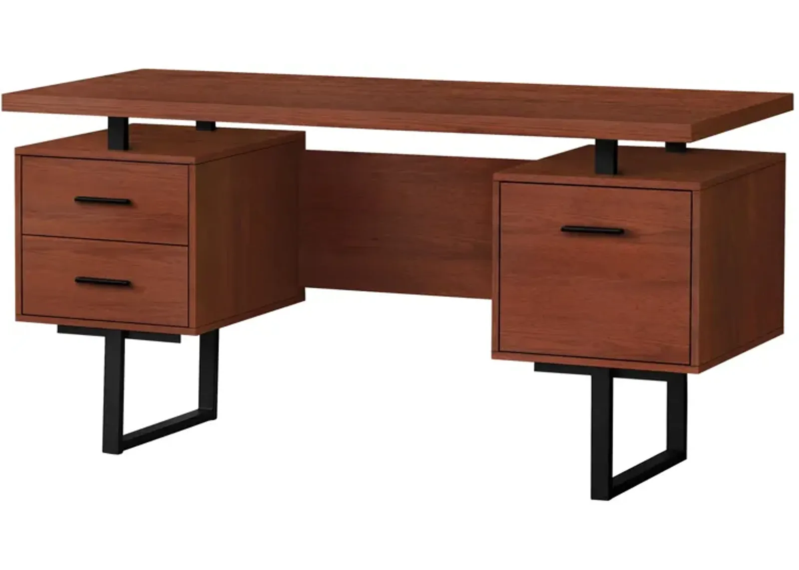 Grover Computer Desk with Floating Desktop in Cherry by Monarch Specialties